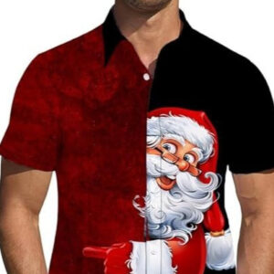 Men's Hawaiian Shirt With Striped Lapel And Short Sleeves